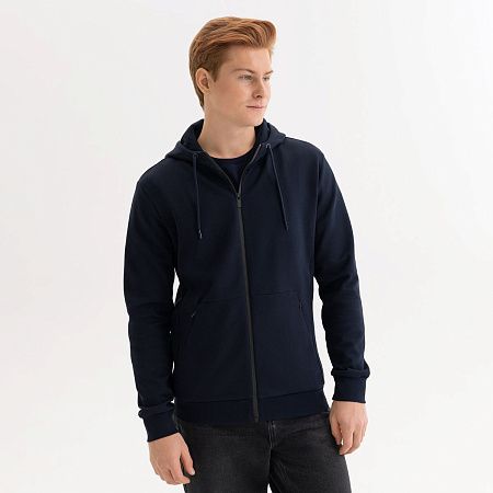 Толстовка на молнии с капюшоном Матео (Mateo) темно-синяя, размер S/M