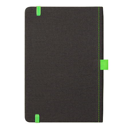 Блокнот Forest  Alfa Orion Rosewood А5, недатированный, в твердой обложке, темно-серый с зеленой резинкой и петлей для ручки