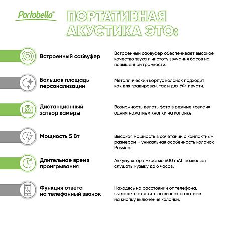 Беспроводная колонка Пэшн (Passion) 80dB 600 mAh (Bluetooth 5.0), красная