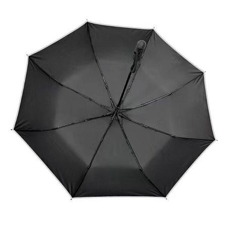 Зонт складной автоматический с фонариком Forest Walker, диаметр 95 см, радиус 21 дюйм, 8 панелей, со светоотражающей полосой в подарочной коробке, черный