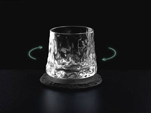 Вращающийся бокал для виски на сланцевом костере «Bromo», цвет: прозрачный
