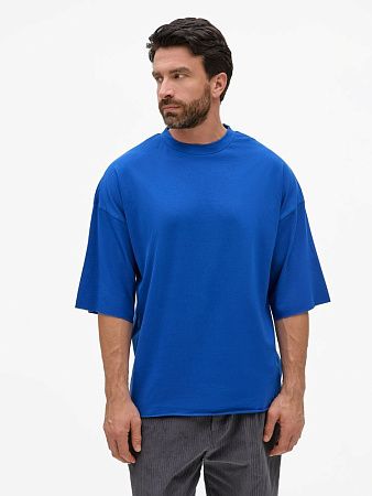 Футболка унисекс оверсайз T1, синяя, размер XS/S