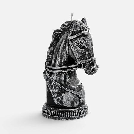 Свеча фигурная «Бюст лошади», серебристая