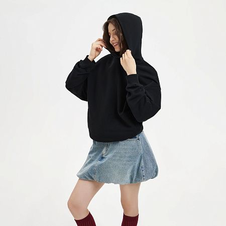 Худи оверсайз унисекс Фьюжн (Fusion), черный, размер XS/S