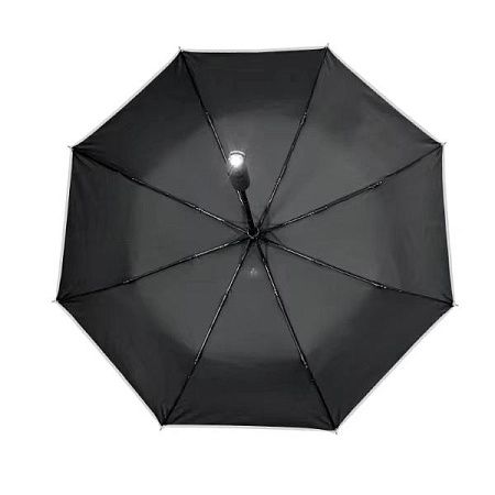 Зонт складной автоматический с фонариком Forest Walker, диаметр 95 см, радиус 21 дюйм, 8 панелей, со светоотражающей полосой в подарочной коробке, черный