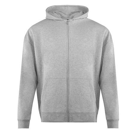 Толстовка унисекс оверсайз на молнии с капюшоном сэндвич 320, 100, Серый меланж,  (50/60)  (50/L)