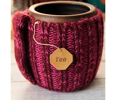 Керамическая кружка в вязаном чехле, ручная работа, 450 мл