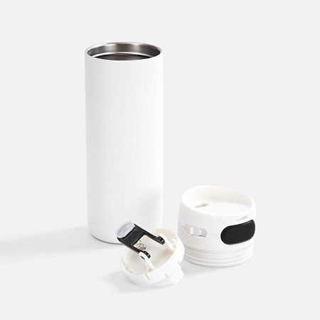 Термостакан X1 с цветной кнопкой, белый с черным