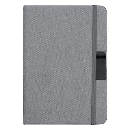 Блокнот А5 Hobard, в твердой тканевой обложке c резинкой в линейку, серый