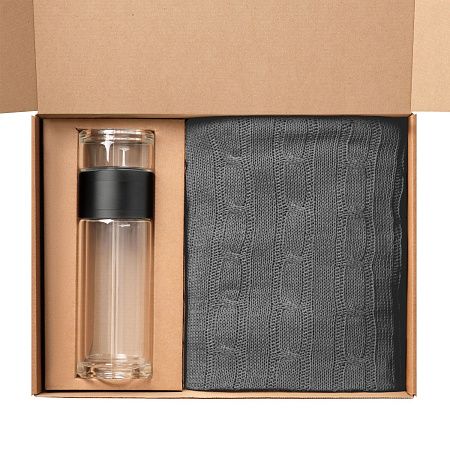 Подарочный набор Терсо (Terso), Фадо (Fado), серый (плед, термобутылка)