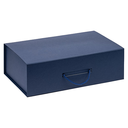 Подарочная коробка, размер 39*26,3*11 см, Solution Prestige Big Case Soft с магнитным клапаном и ручкой , темно-синяя