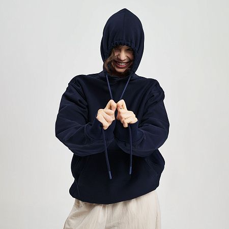 Худи релакс унисекс Адвенче (Adventure), темно-синий, размер M/L