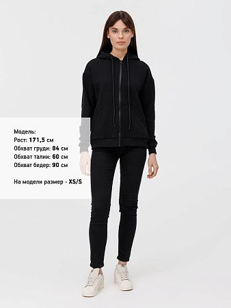 Толстовка унисекс оверсайз на молнии Zippy Terry, черная, размер XS/S