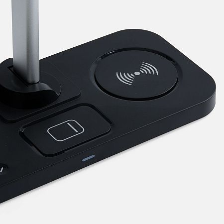 Настольная лампа с беспроводной зарядкой Power Light, черная