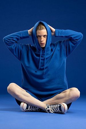 Худи унисекс H2, синее, размер XS/S