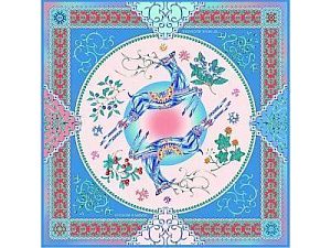 Платок «Северное сияние», цвет: голубой, синий, красный, розовый, многоцветный