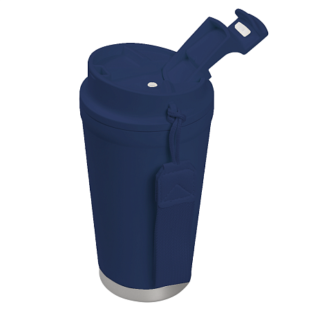 Термокружка Alba металлическая, 410 мл, темно-синяя с серебром