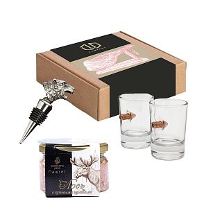 Подарочный набор «Приятная встреча»: пробка для бутылки, стопки, паштет из лося