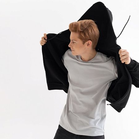 Толстовка на молнии с капюшоном Матео (Mateo) черная, размер L