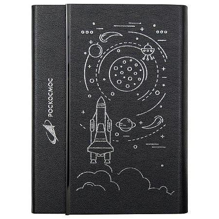 Ежедневник Alfa Bird Petrus Print Sample "Роскосмос" A5, черный, недатированный, в твердой обложке с металлическим элементом