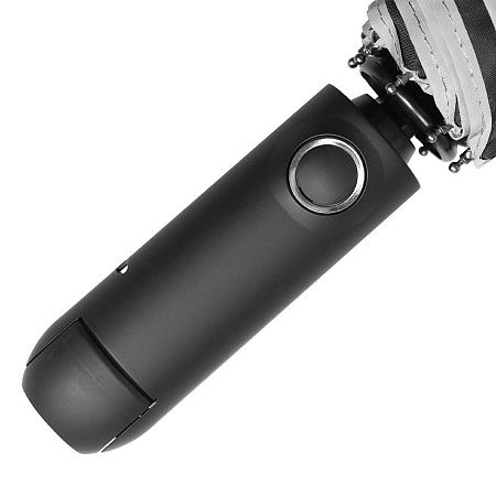 Зонт складной автоматический с фонариком Forest Walker, диаметр 95 см, радиус 21 дюйм, 8 панелей, со светоотражающей полосой в подарочной коробке, черный