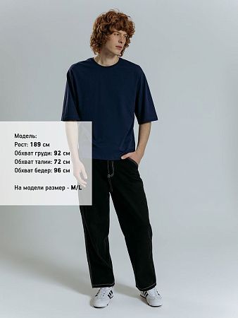 Футболка оверсайз унисекс Base Space, темно-синяя, размер XS/S