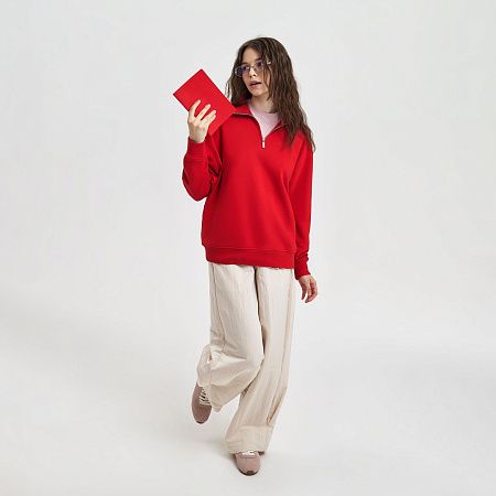 Толстовка на молнии унисекс Флоу (Flow), красная, размер 3XL/4XL