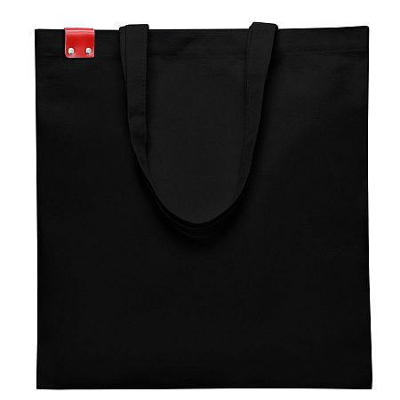 Сумка для покупок IVORY 325 г/м² с PU нашивкой, чёрный/красный