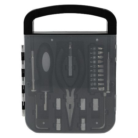 Набор инструментов Tools Unitrade, 22 инструмента,  черный, в пластиковом футляре