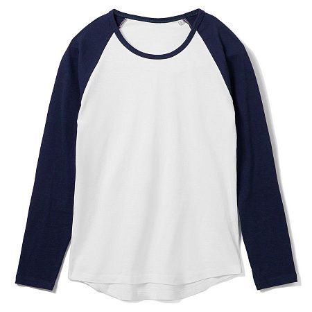 Футболка женская с длинным рукавом Milky Lsl, белая с темно-синим, размер S