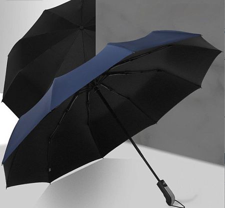 Зонт складной автоматический  Forest BERGEN, диаметр 103 см, радиус 23 дюйма, 10 панелей, с UV защитой в подарочной коробке, темно-синий