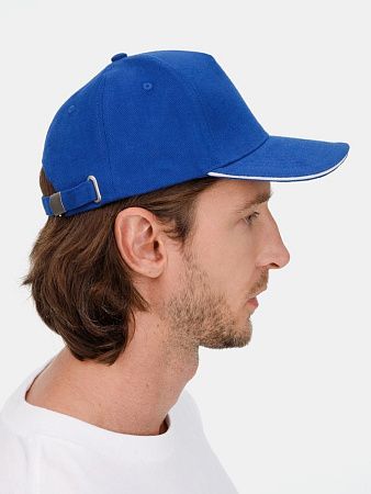Бейсболка Long Beach, ярко-синяя с белым