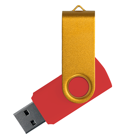 Флеш накопитель USB 2.0 Twister Сolor Mix 16GB, пластик Софт Тач/металл, красный/желтый