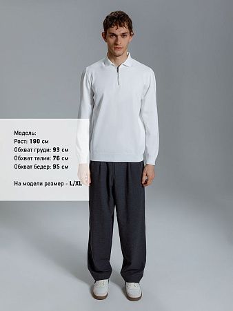 Рубашка поло мужская с длинным рукавом Terrazzo, белая, размер S/M