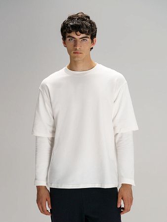 Футболка оверсайз с двойным рукавом Kosmos, молочно-белая, размер XS/S