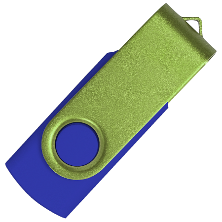 Флеш накопитель USB 2.0 Twister Сolor Mix 16GB, пластик Софт Тач/металл, синий/светло-зеленый
