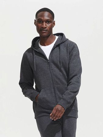 Толстовка мужская на молнии с капюшоном Seven Men, серый меланж, размер S