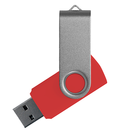 Флеш накопитель USB 2.0 Twister Сolor Mix 16GB, пластик Софт Тач/металл, красный/серебристый