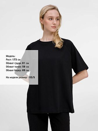 Футболка оверсайз унисекс Avenu, черная, размер XS/S