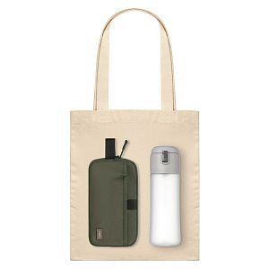 Подарочный набор Бостон (Boston), Капелла (Capella), зеленый/серый (дорожная косметичка, бутылка, шоппер)