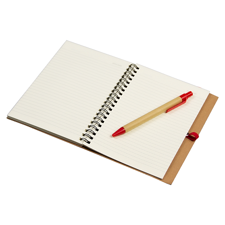 Блокнот B6 Easy Way, на пружине, в твердой обложке, c ручкой, красный