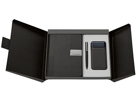 Подарочный набор «Tesla» с блокнотом А5, ручкой и пауэрбенком на 10 000 mAh
