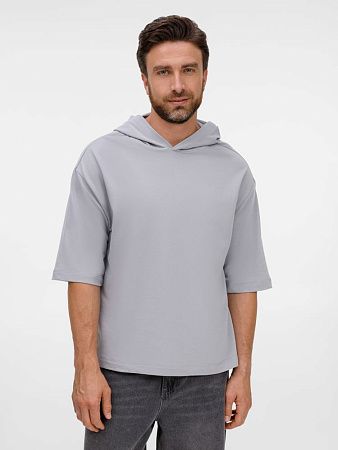Футболка оверсайз унисекс с капюшоном Neofit, светло-серая, размер XS/S