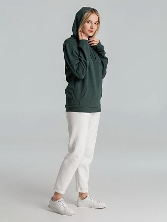 Толстовка с капюшоном унисекс Hoodie, темно-зеленый меланж, размер XS
