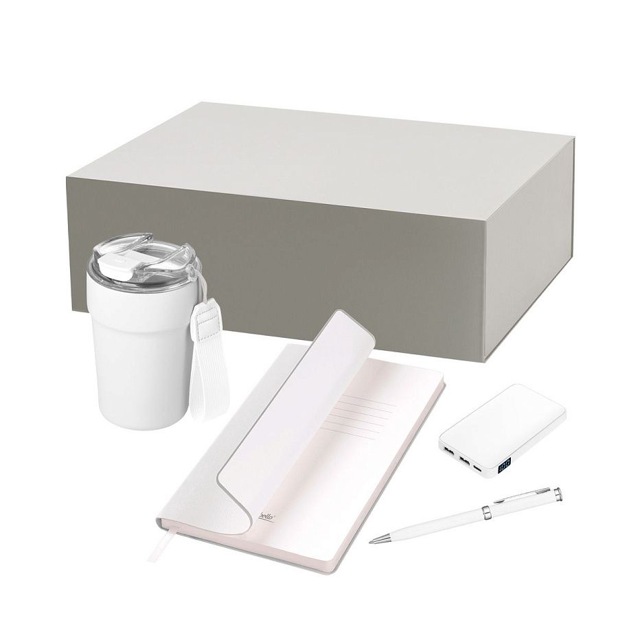 Подарочный набор Монако (Monaco), белый (термокружка, аккумулятор, ежедневник, ручка)