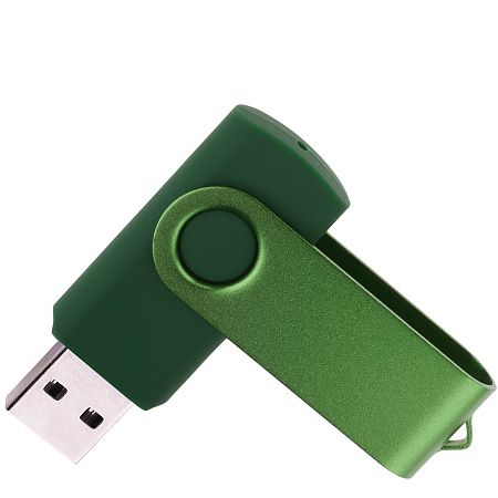 Флеш накопитель USB 2.0 Twister 32GB, пластик Софт Тач/металл, зеленый/зеленый