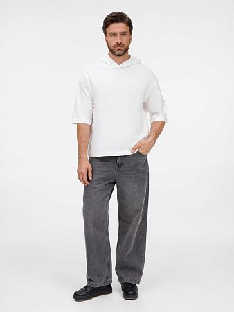 Футболка оверсайз унисекс с капюшоном Neofit, молочно-белая, размер XS/S