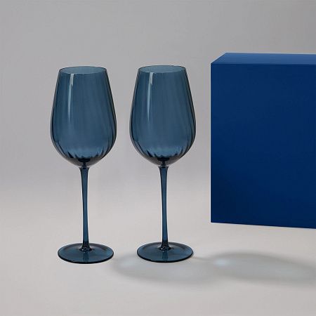 Подарочный набор 2 бокала для вина Тоскана (Toscana) в синей коробке