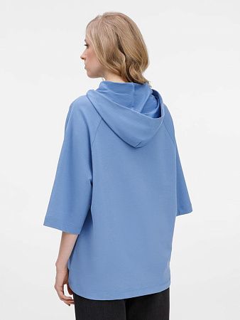 Футболка оверсайз унисекс с капюшоном Neofit, синяя, размер XS/S