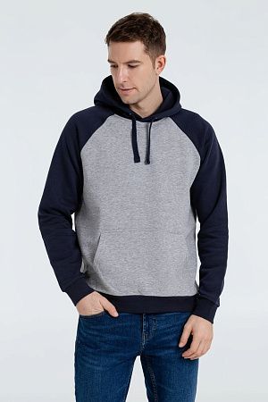 Толстовка унисекс Seattle, серый меланж с темно-синим, размер XL